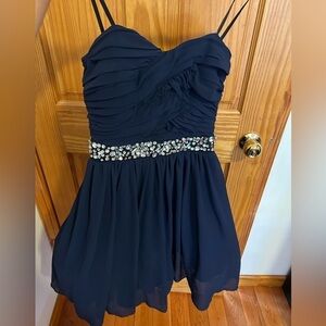 Formal Mini Dress Navy Blue Strapless
